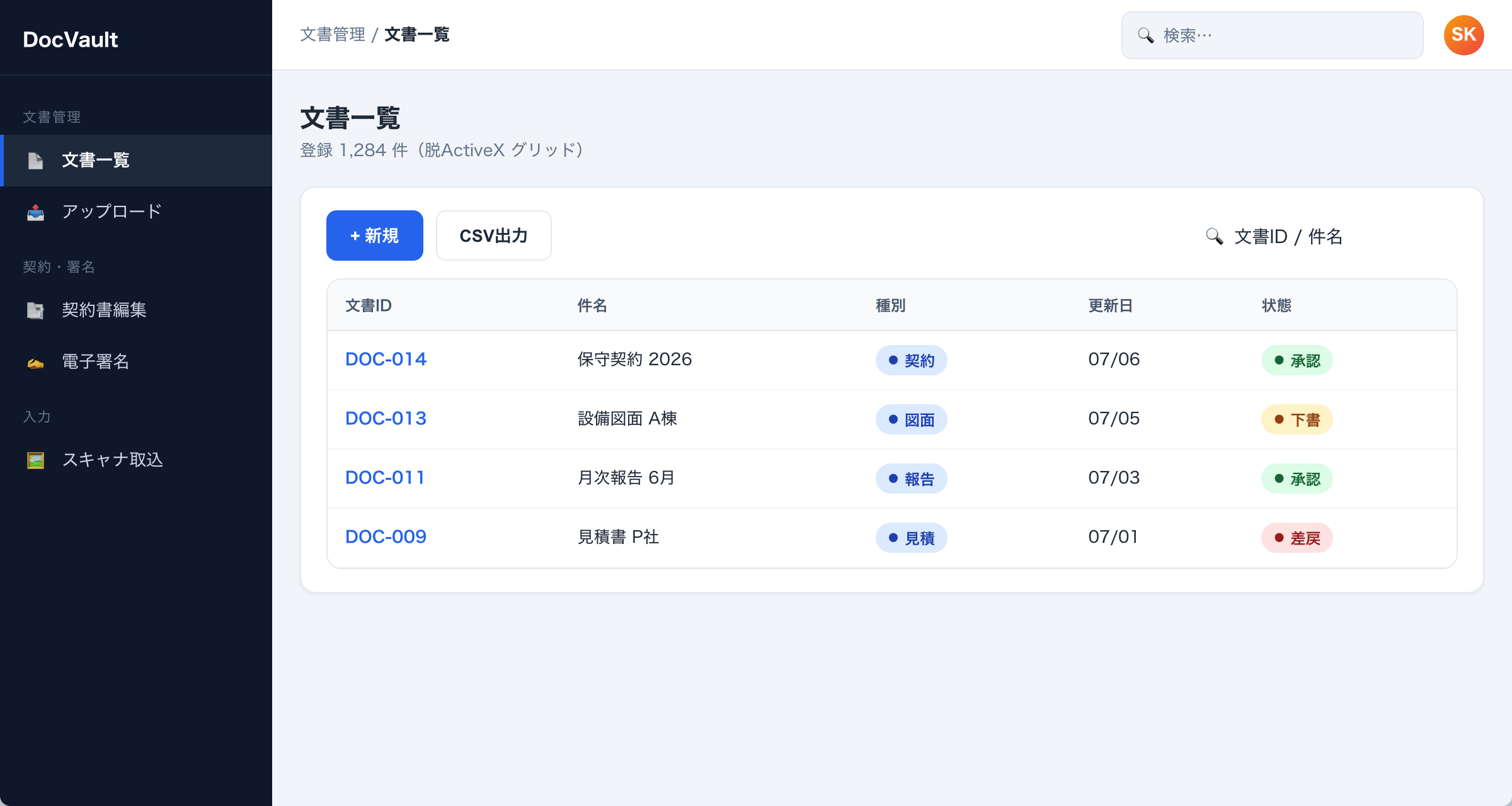 文書一覧 TO-BE